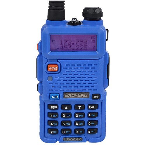 Рация Baofeng UV-5R Синяя, портативная радиостанция Баофенг для охоты и рыбалки с аккумулятором на 1800 мА*ч и радиусом до 10 км, UHF, VHF, IP54